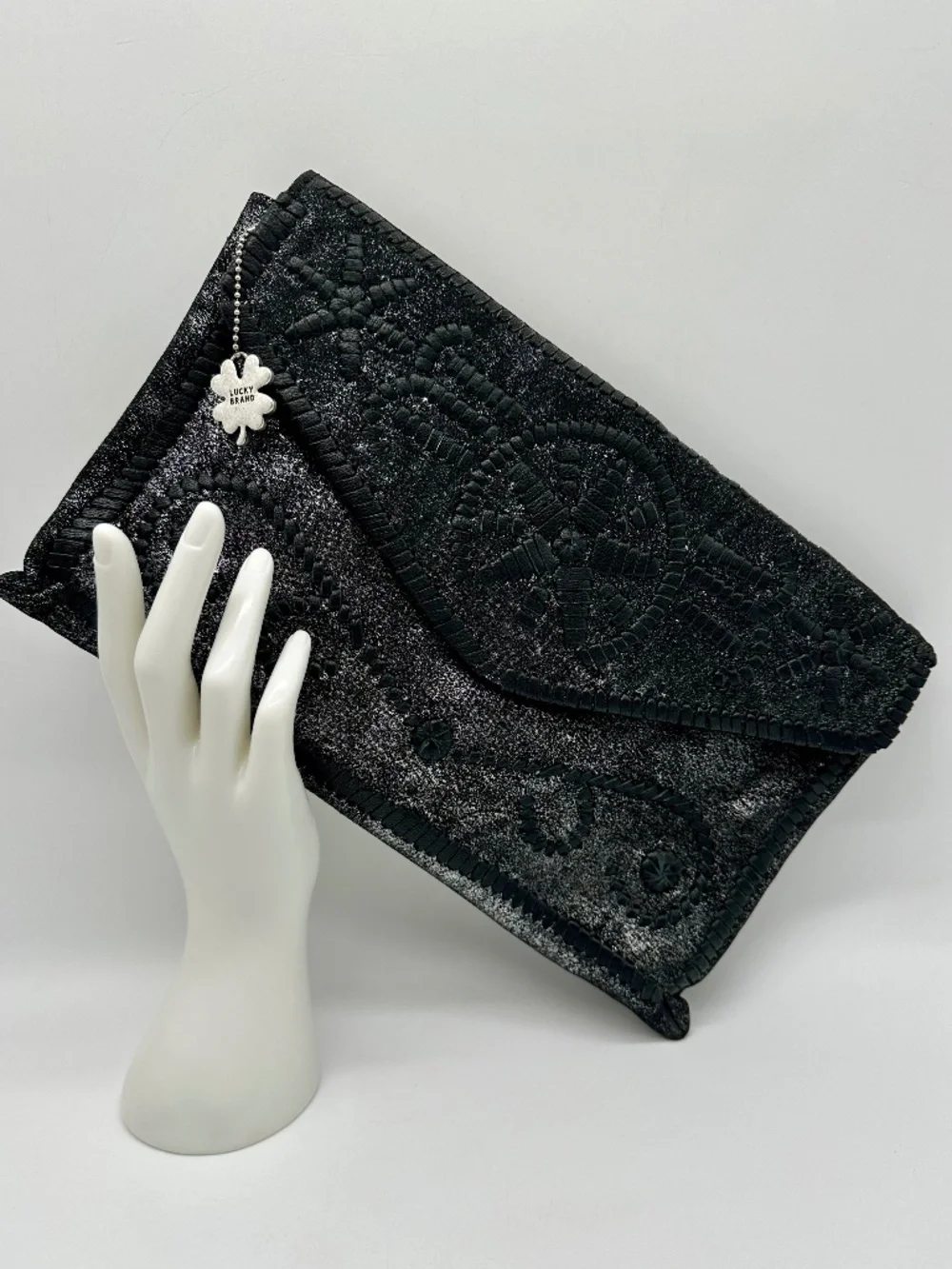 Lucky Brand Clutch Silverlake Shimmer Cowhide Finish Envelope Style